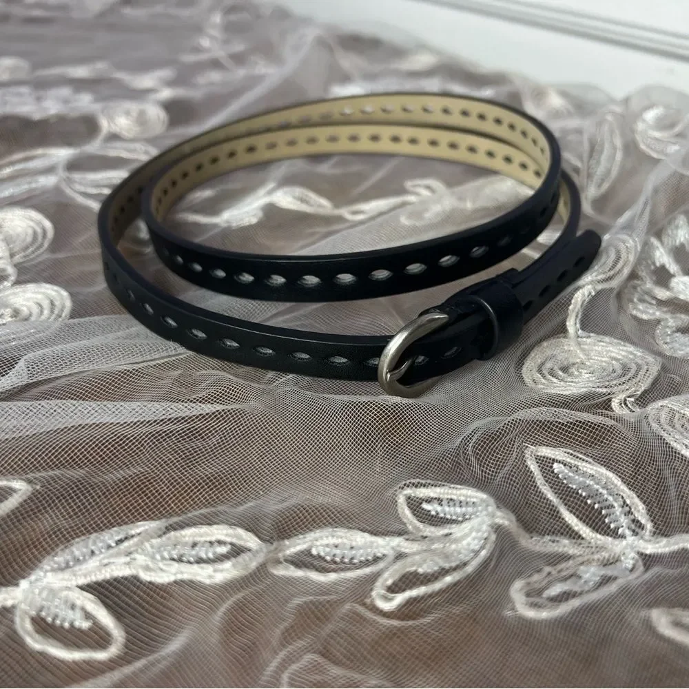 Black Pleather 40”X1/2” Belt with Silver Hardware